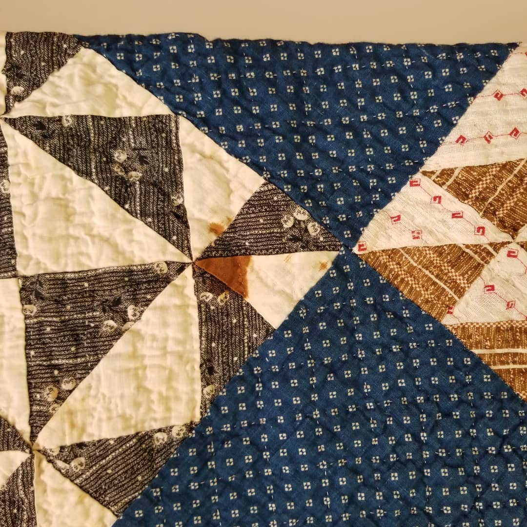 Indigo Quilt with Feed sack Backing