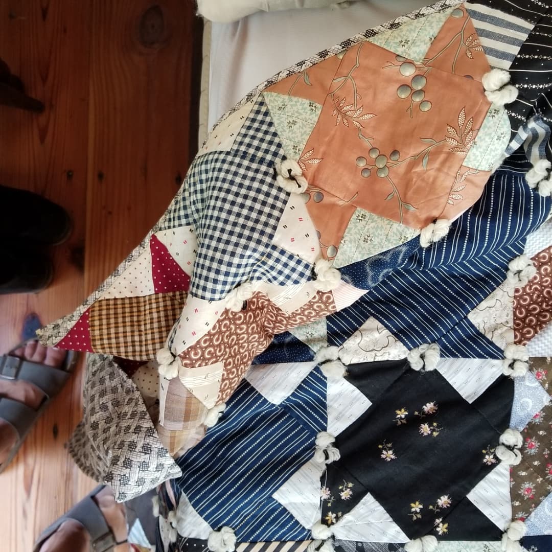 Hand Tied Pinwheel Quilt
