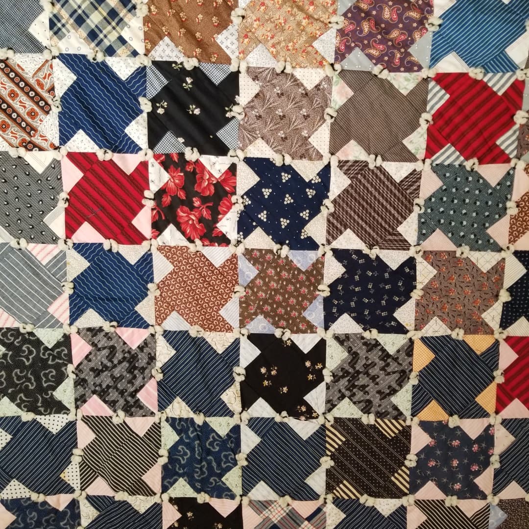 Hand Tied Pinwheel Quilt