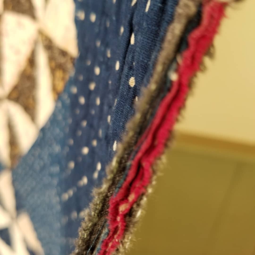 Indigo Quilt with Feed sack Backing