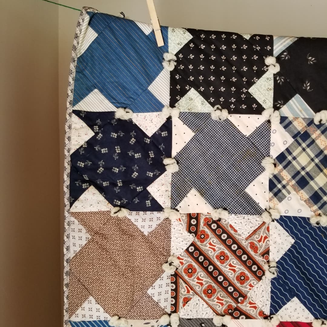 Hand Tied Pinwheel Quilt