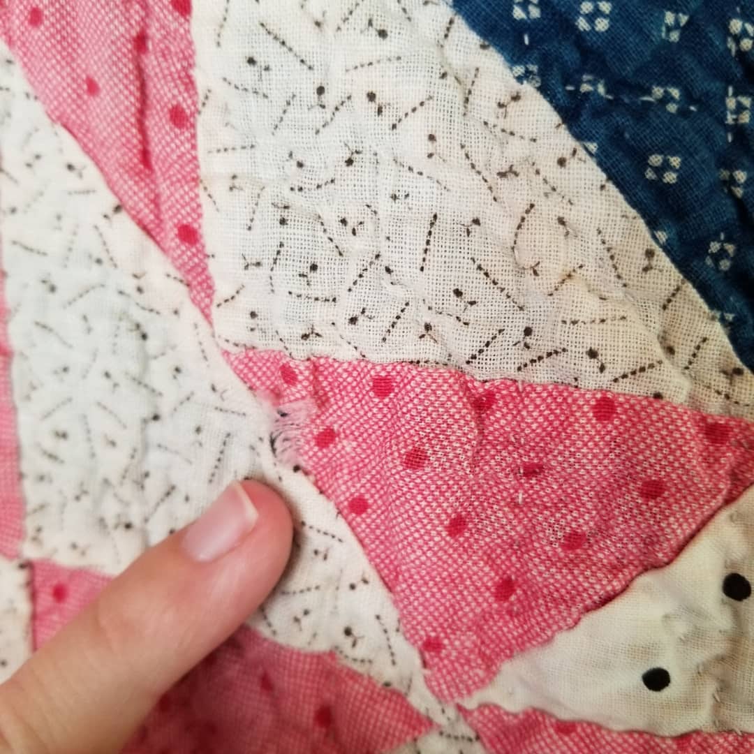 Indigo Quilt with Feed sack Backing