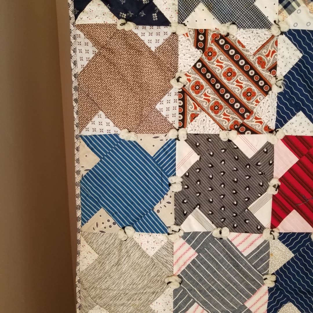 Hand Tied Pinwheel Quilt