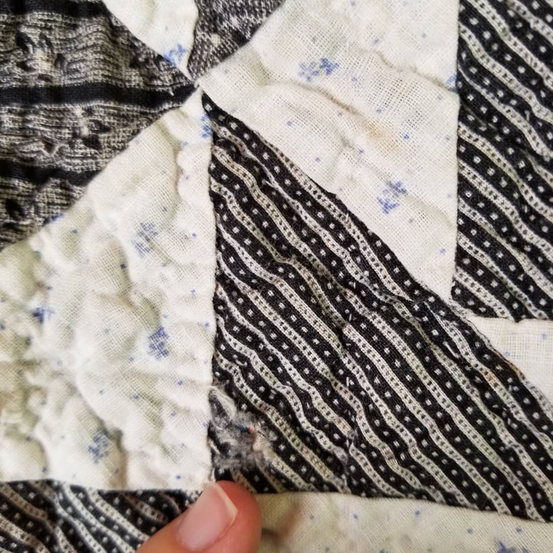 Indigo Quilt with Feed sack Backing