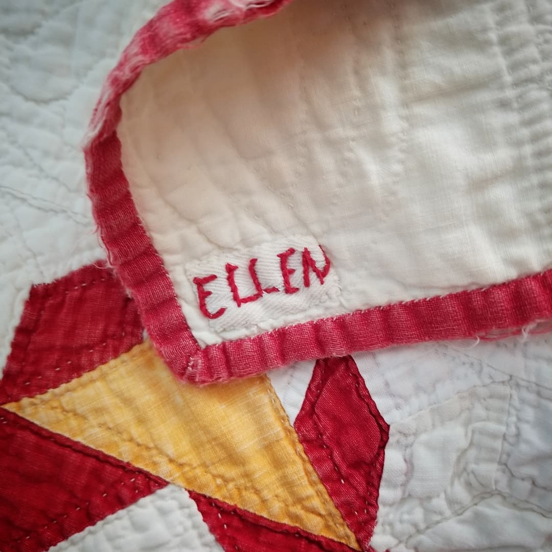 Red and Marigold Mosaic Quilt