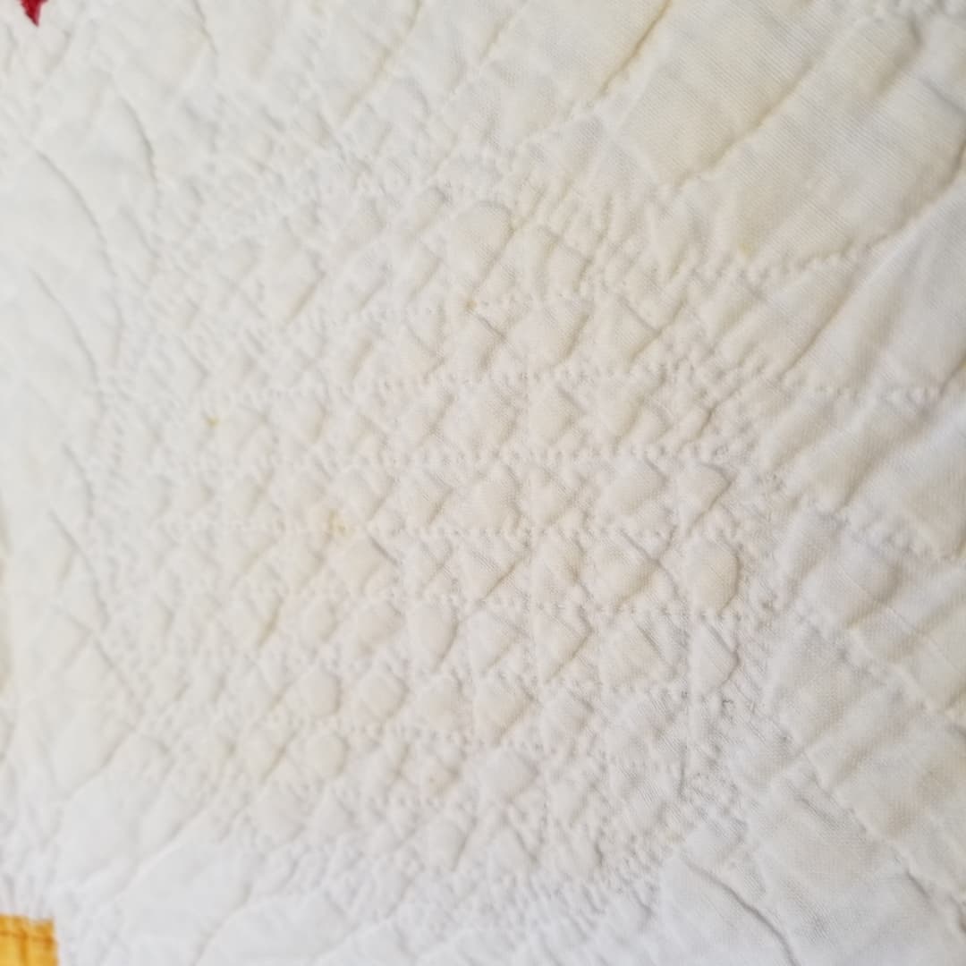 Red and Marigold Mosaic Quilt