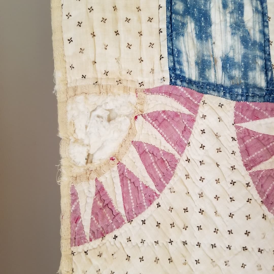 Indigo and Red, Feed Sack Quilt.