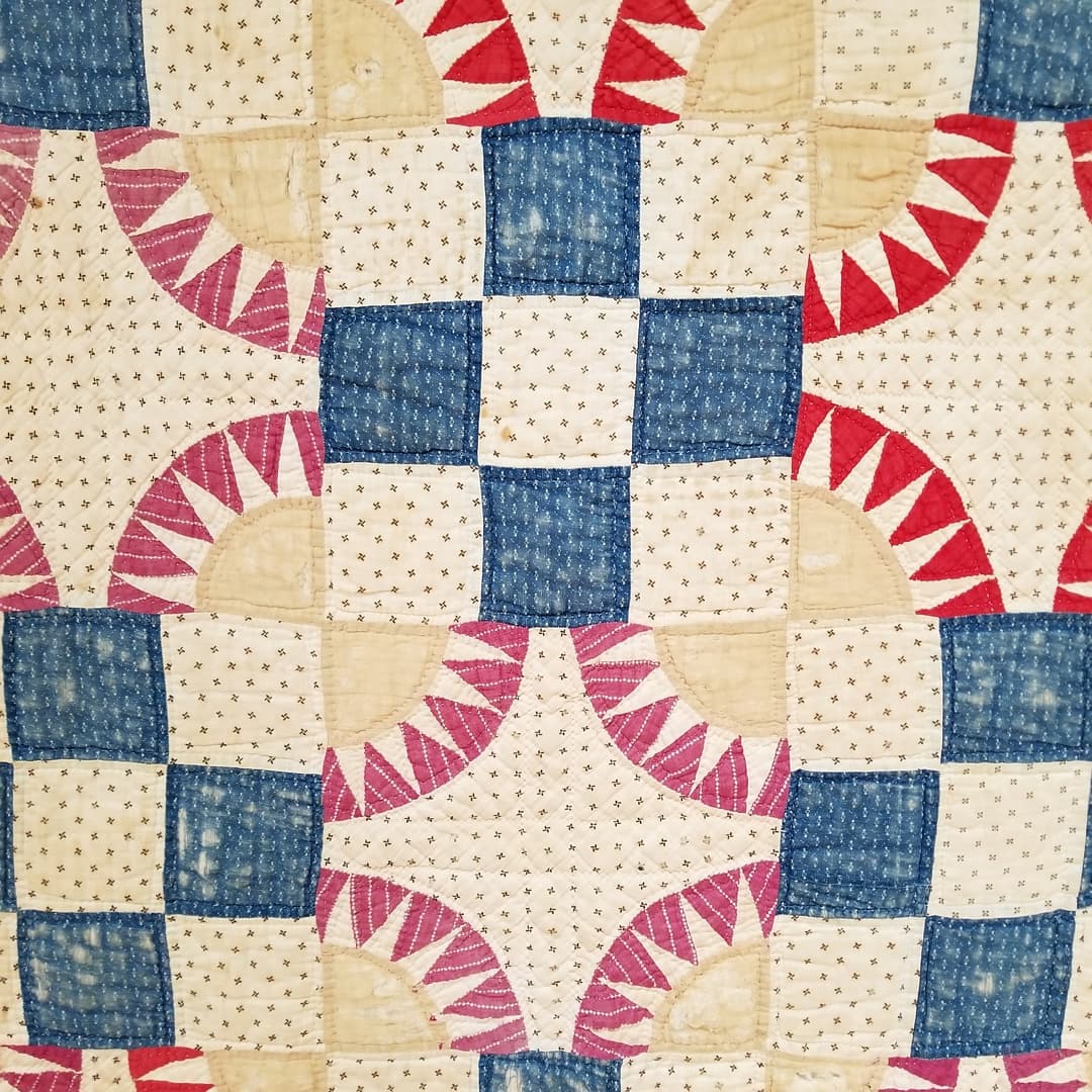 Indigo and Red, Feed Sack Quilt.