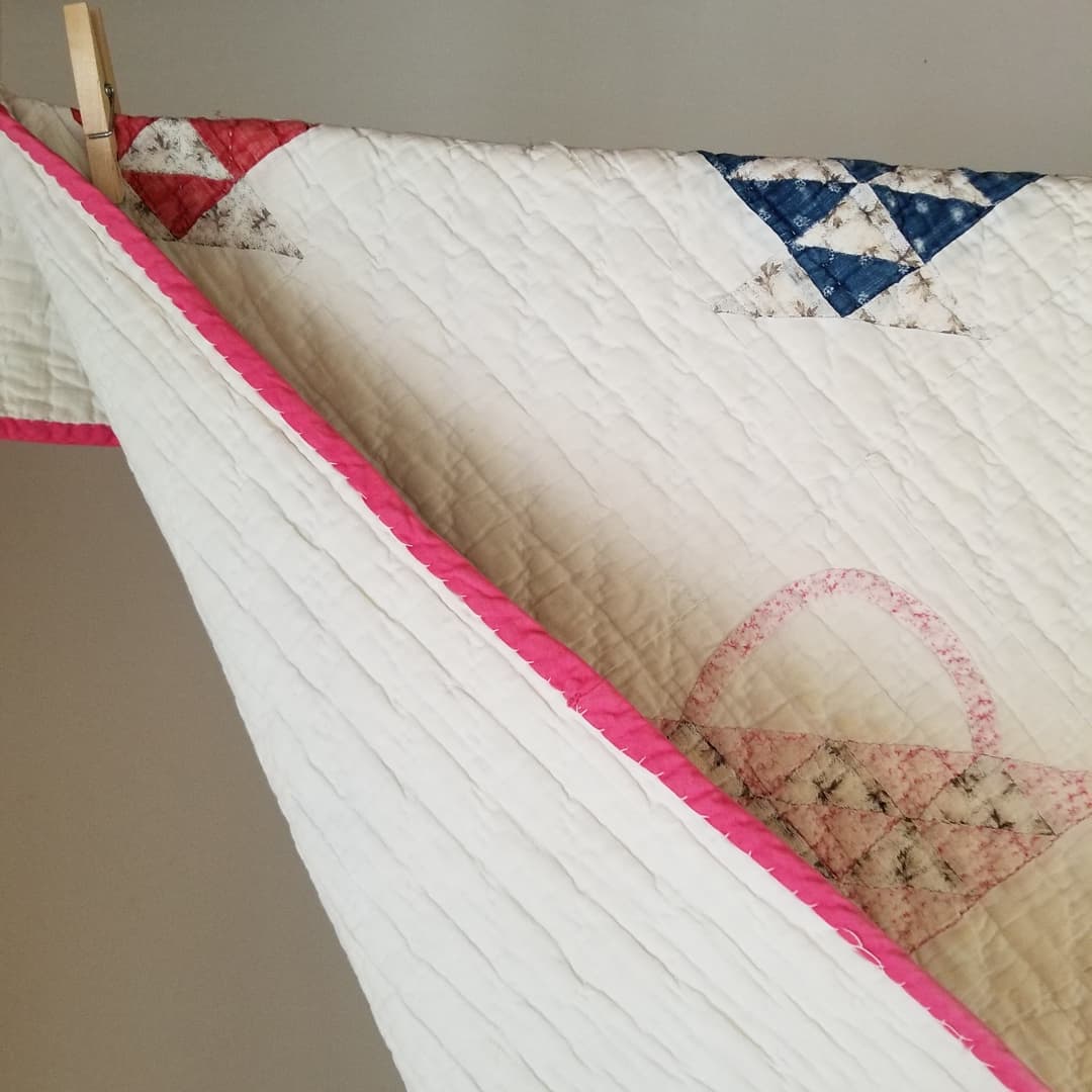 Pink, White, and Blue Basket Basket