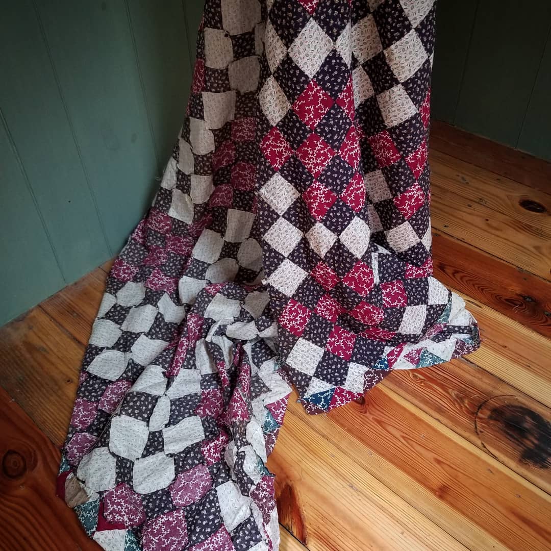 Burgundy Early 20th Century Quilt TOP
