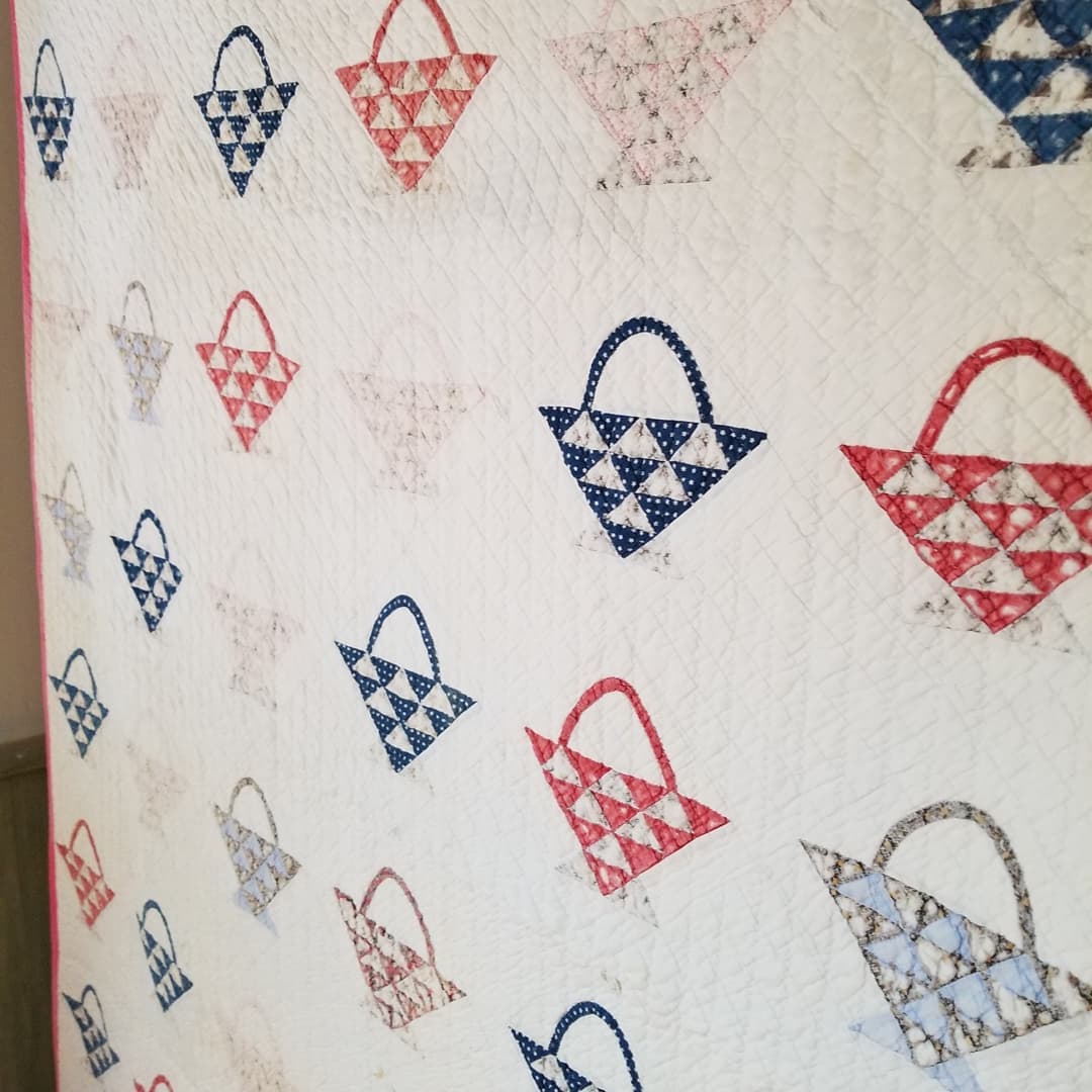 Pink, White, and Blue Basket Basket