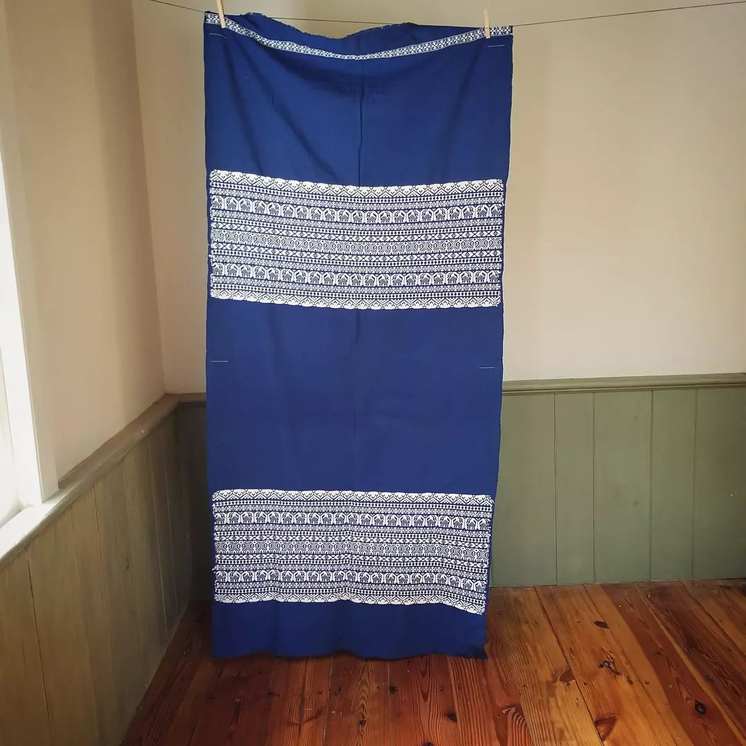 Blue and White Embroidered Cloth