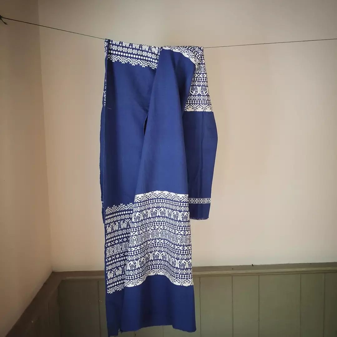 Blue and White Embroidered Cloth