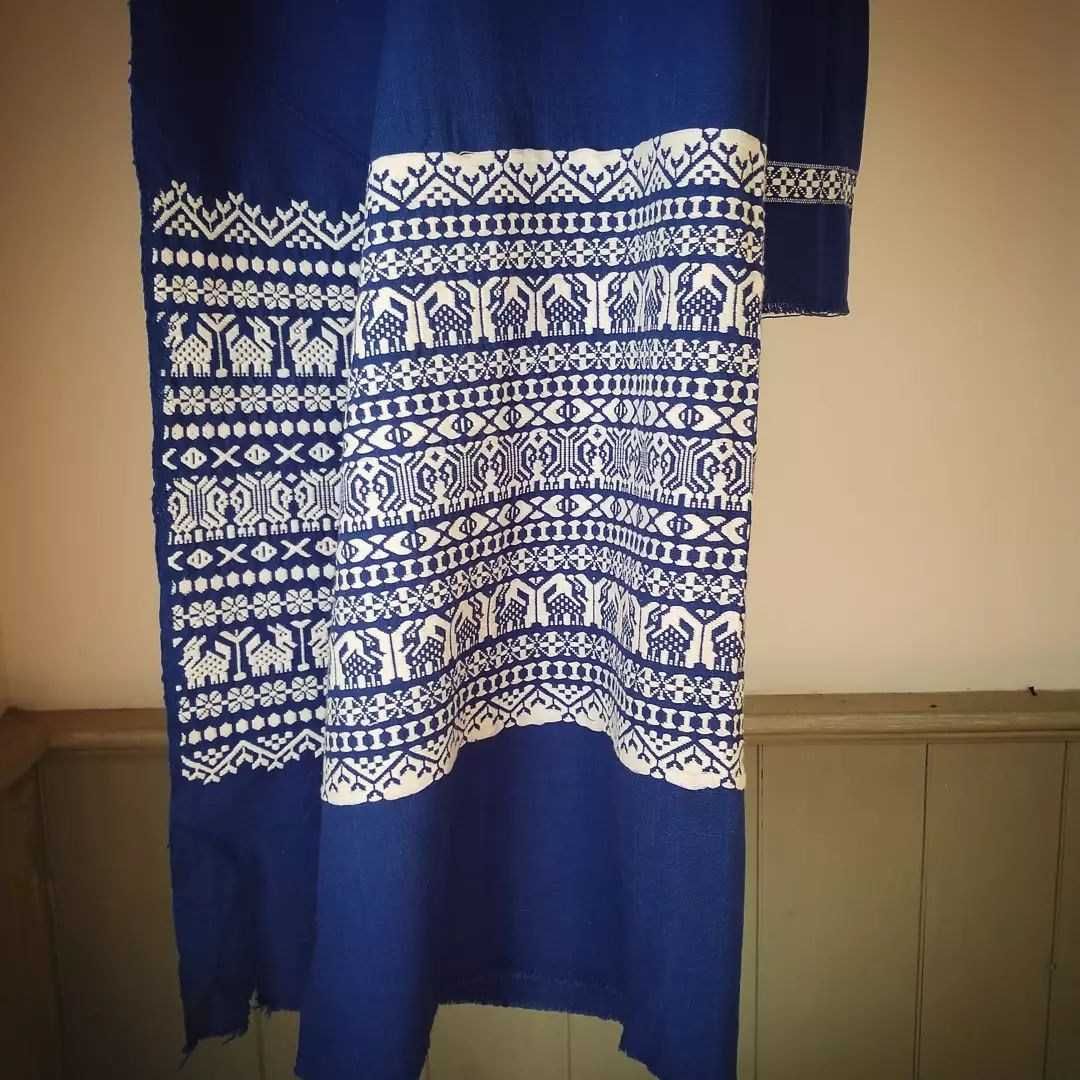 Blue and White Embroidered Cloth