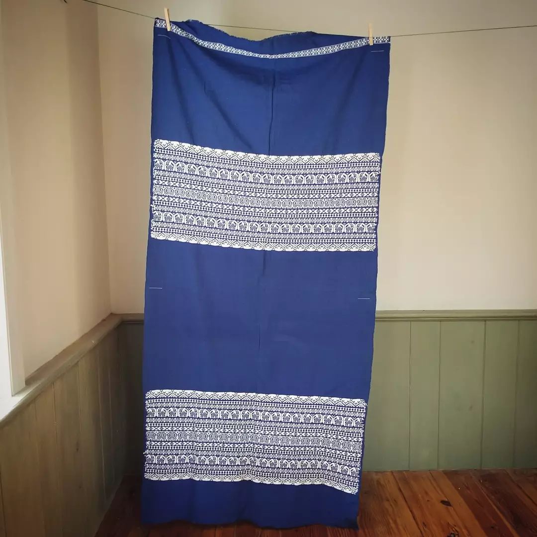 Blue and White Embroidered Cloth