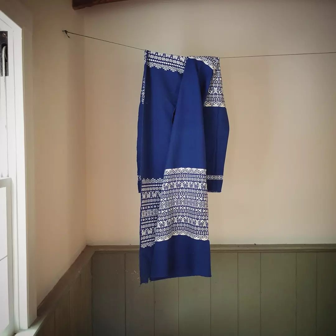 Blue and White Embroidered Cloth