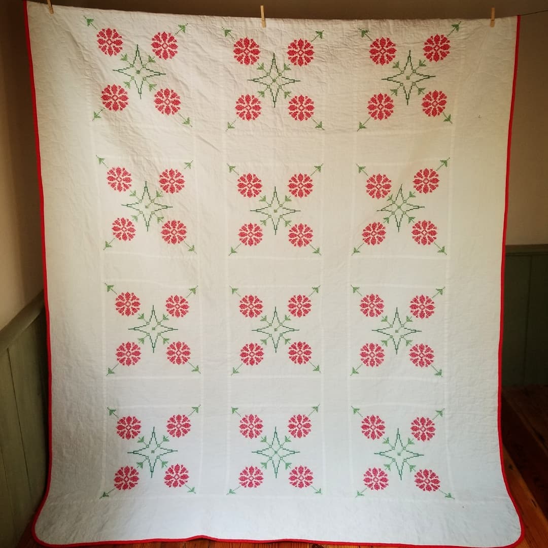 Contemporary Cross Stitched Quilt