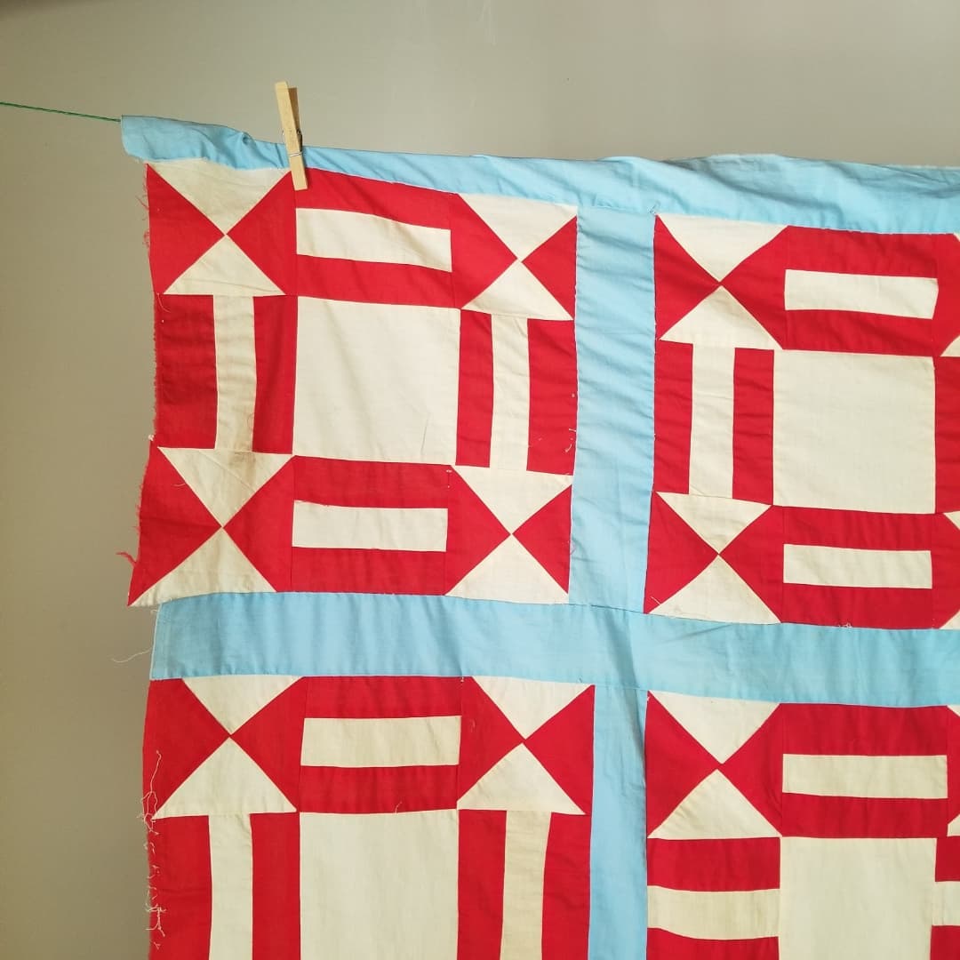 Red & Blue Double Arrows Quilt Top