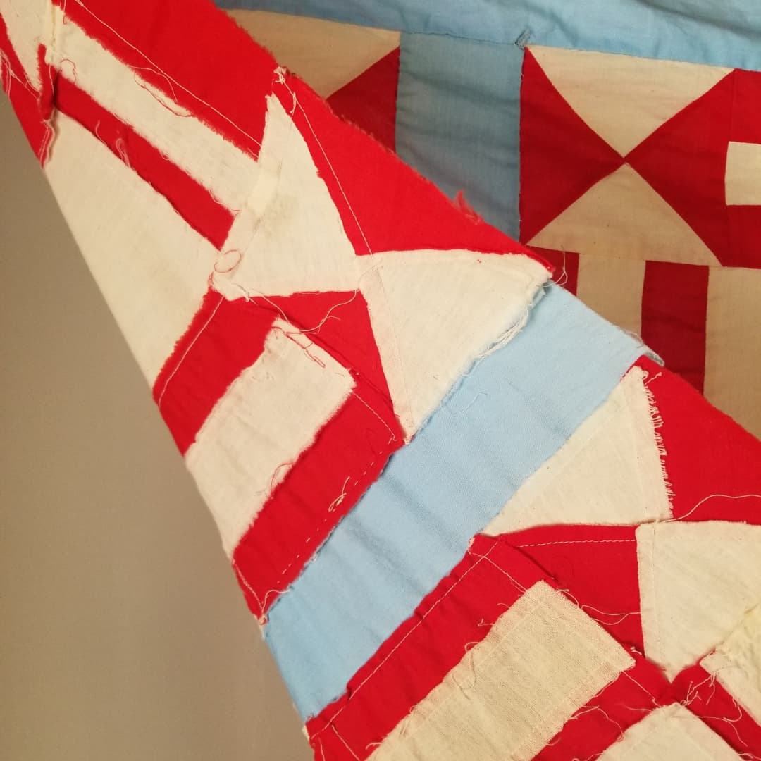 Red & Blue Double Arrows Quilt Top