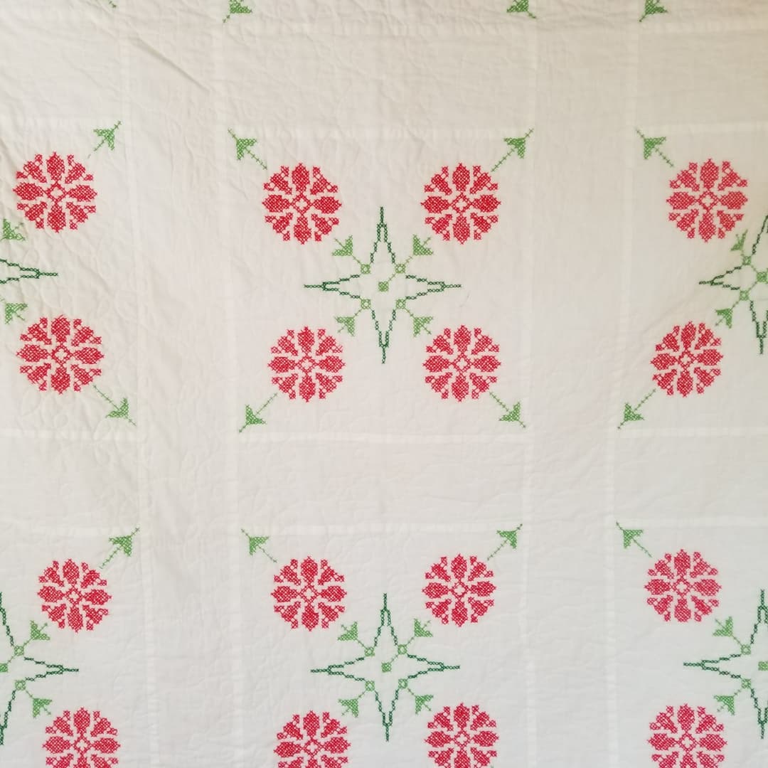 Contemporary Cross Stitched Quilt