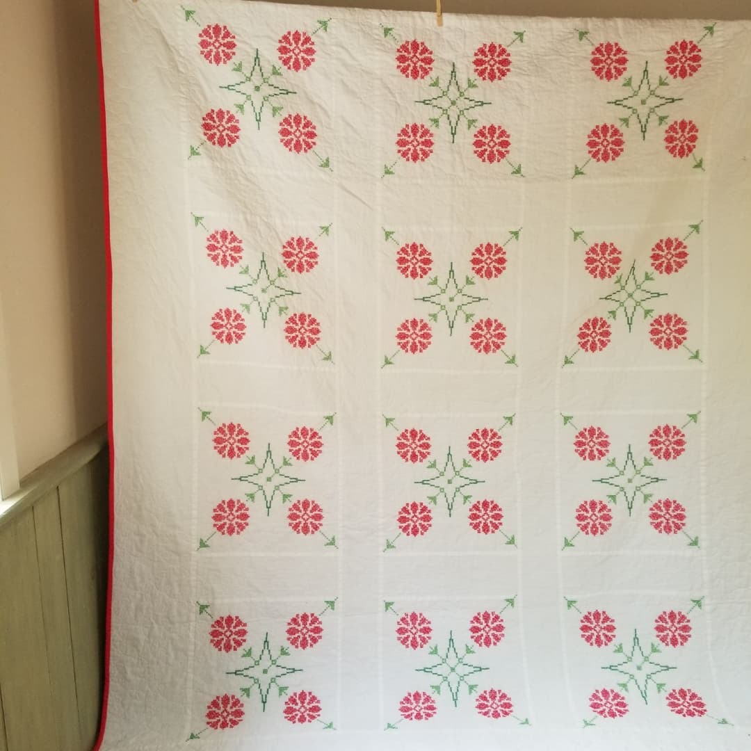 Contemporary Cross Stitched Quilt