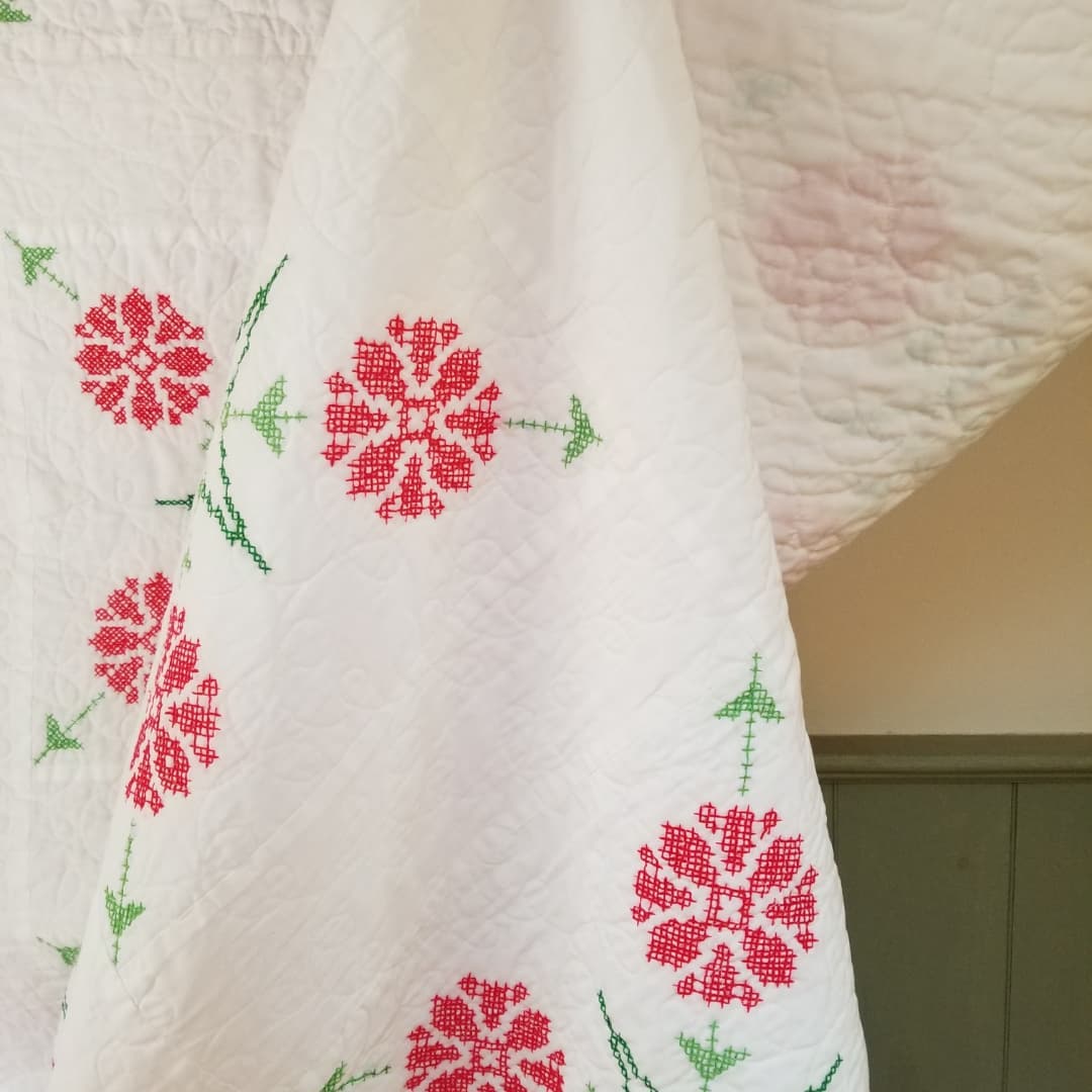 Contemporary Cross Stitched Quilt