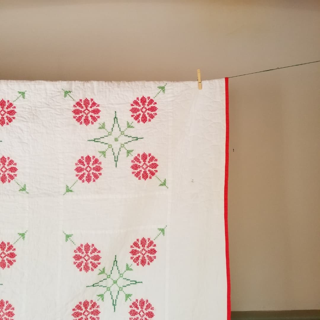 Contemporary Cross Stitched Quilt