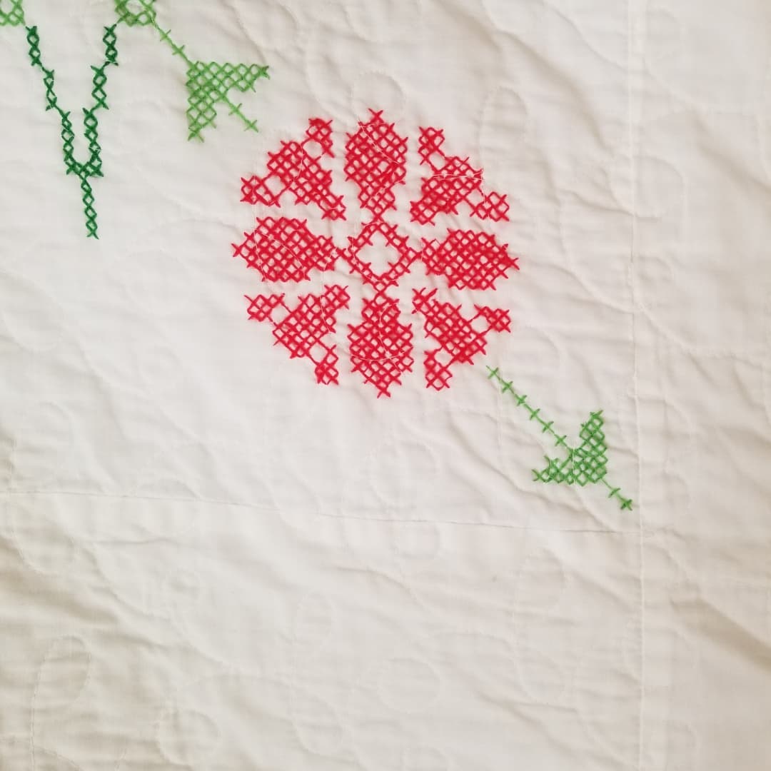 Contemporary Cross Stitched Quilt