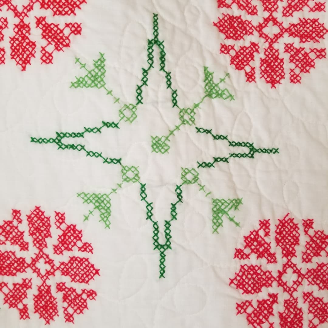 Contemporary Cross Stitched Quilt