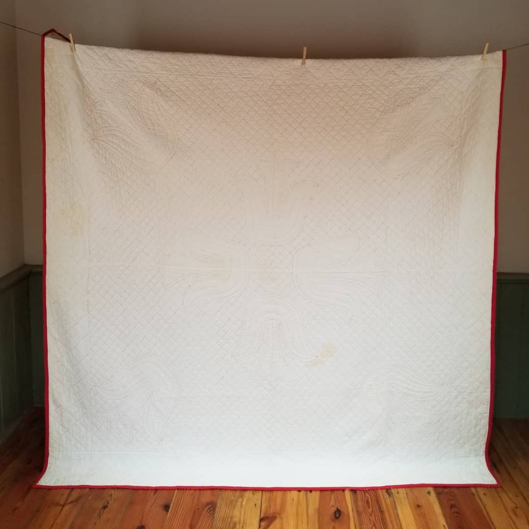 Red and White Tulip Applique Quilt