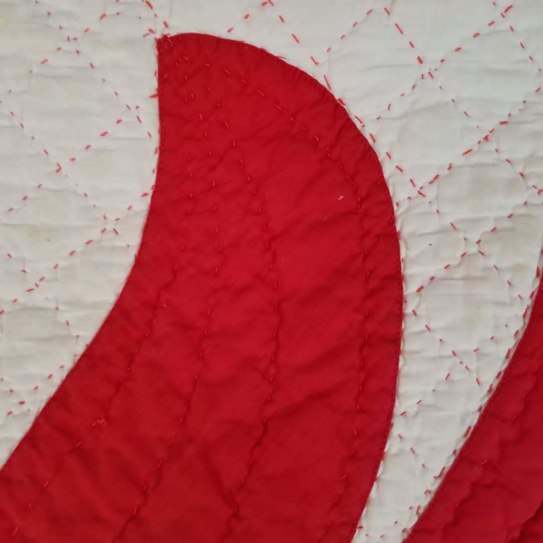 Red and White Tulip Applique Quilt