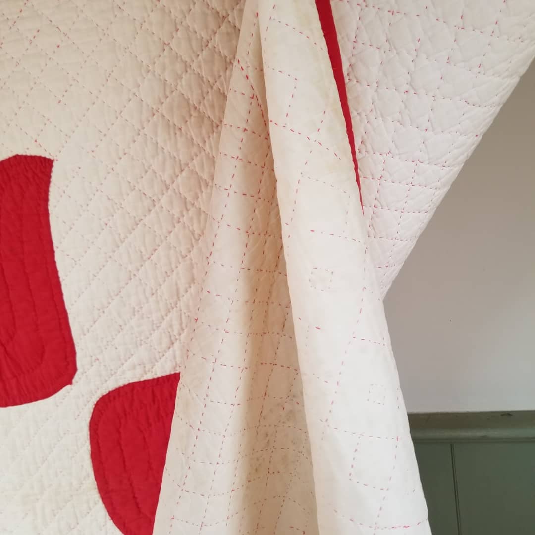 Red and White Tulip Applique Quilt