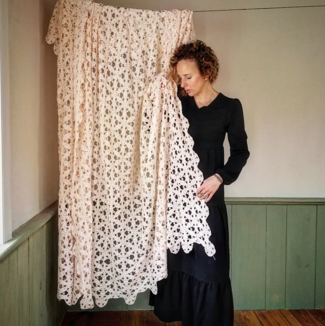 Pink Hand Crochet Throw