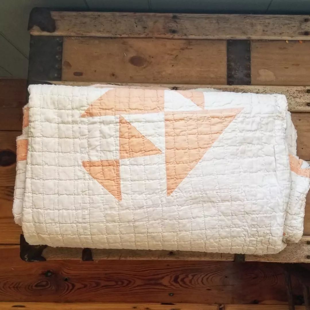 Orange and White Old Maid's Puzzle Quilt