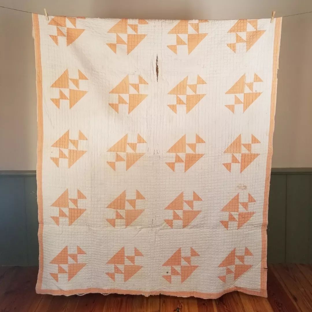 Orange and White Old Maid's Puzzle Quilt