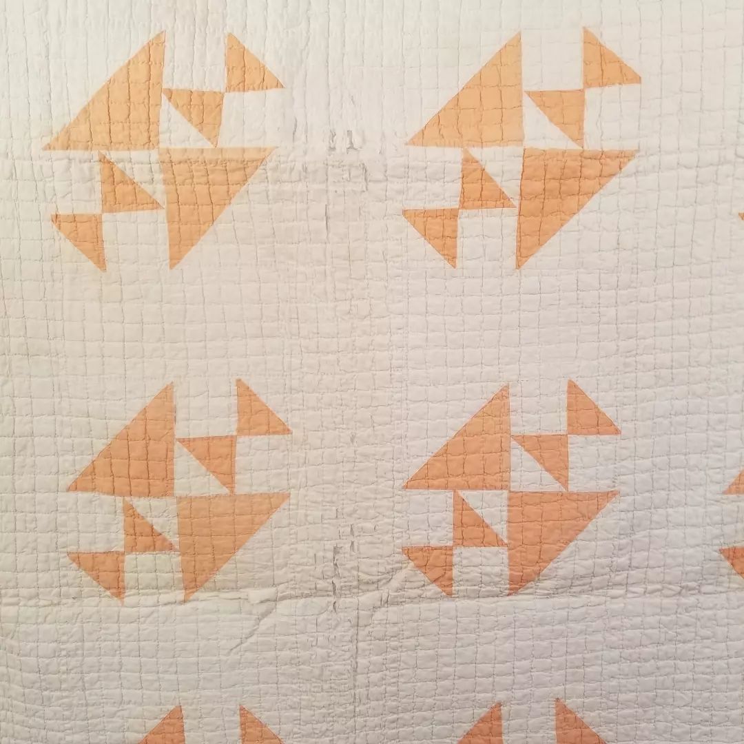 Orange and White Old Maid's Puzzle Quilt