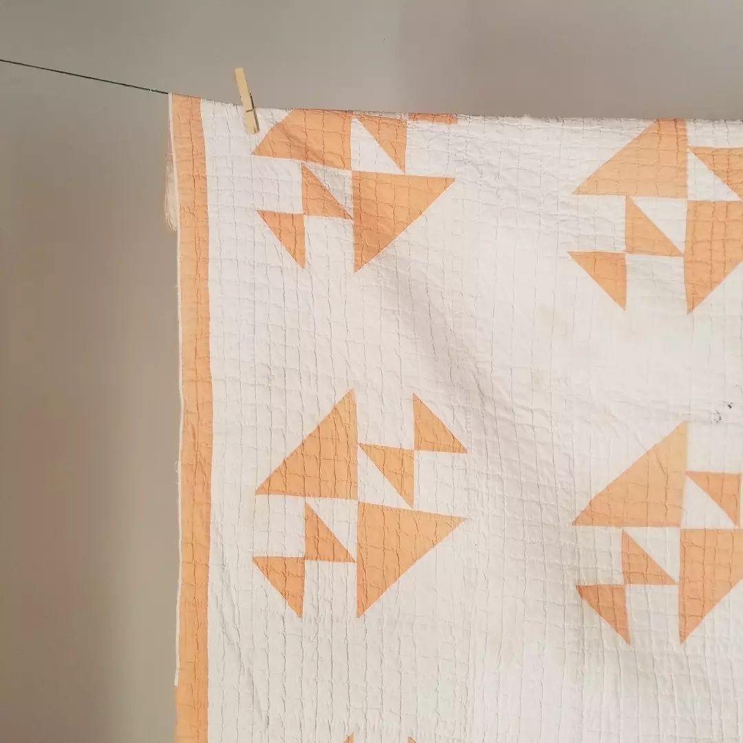 Orange and White Old Maid's Puzzle Quilt