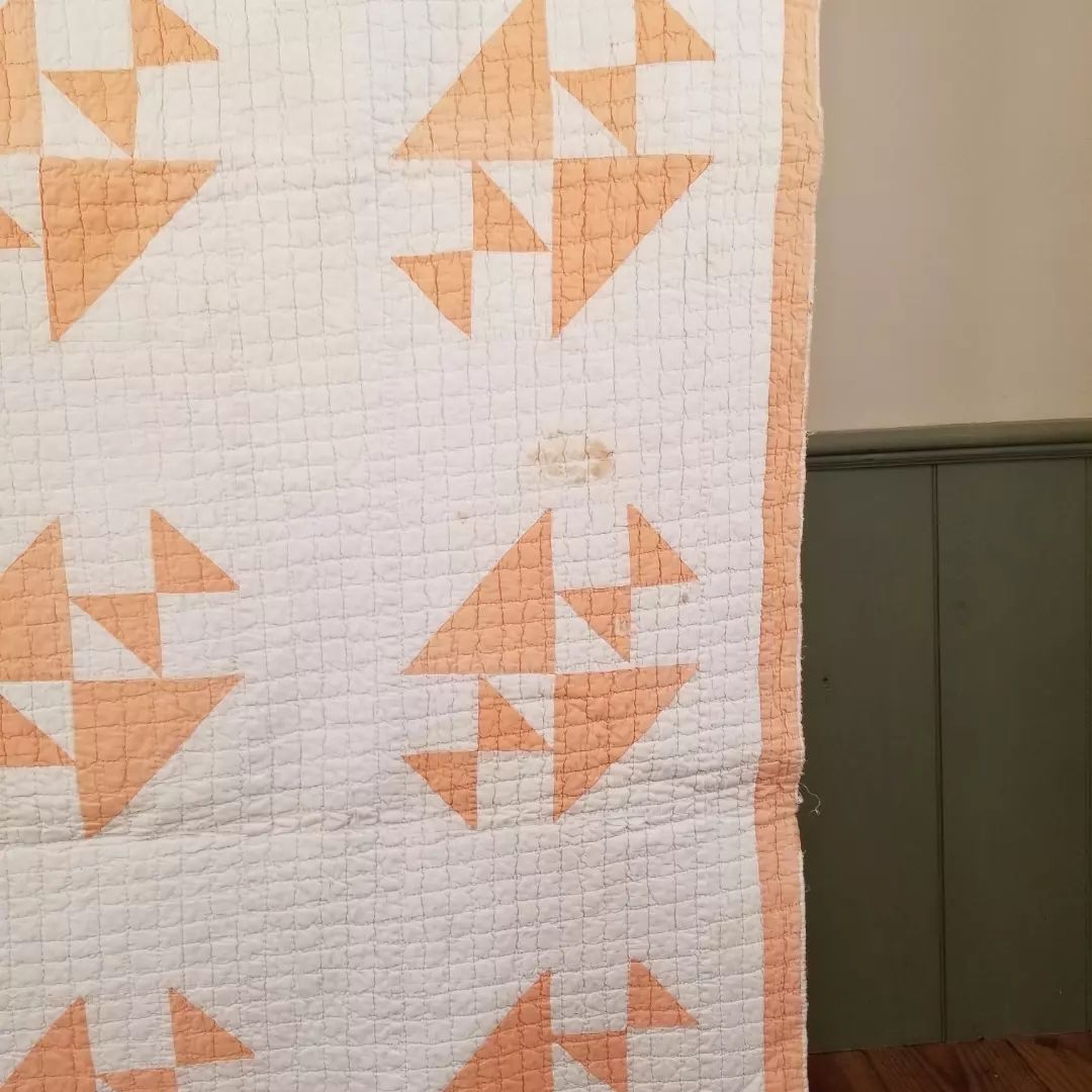 Orange and White Old Maid's Puzzle Quilt