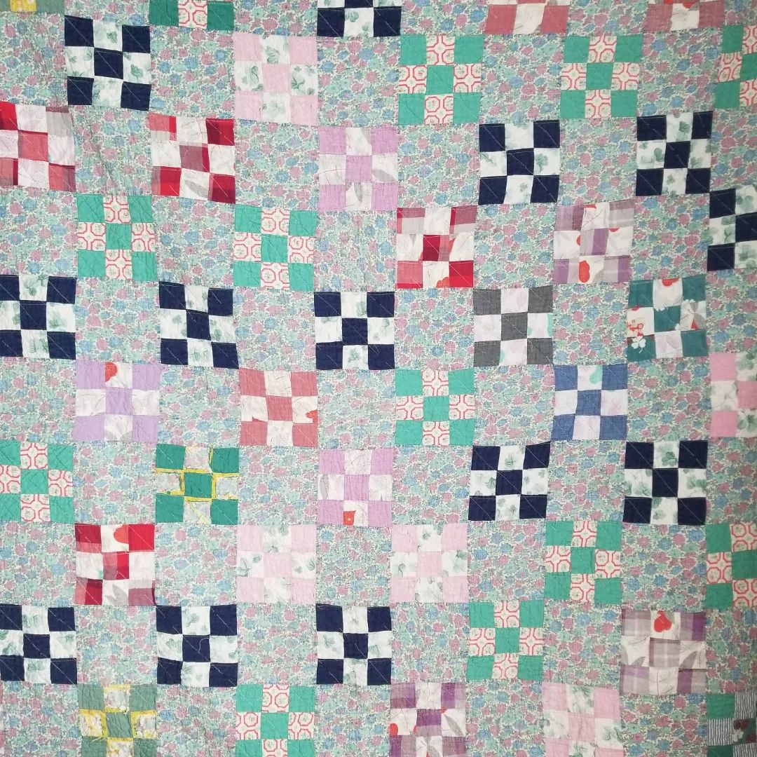 Floral 50's 9 Patch Quilt