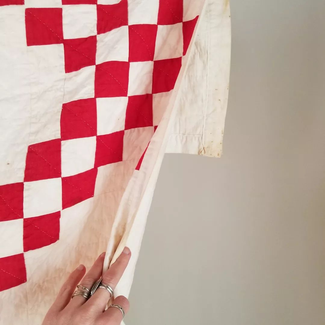 Red and White Irish Chain Quilt
