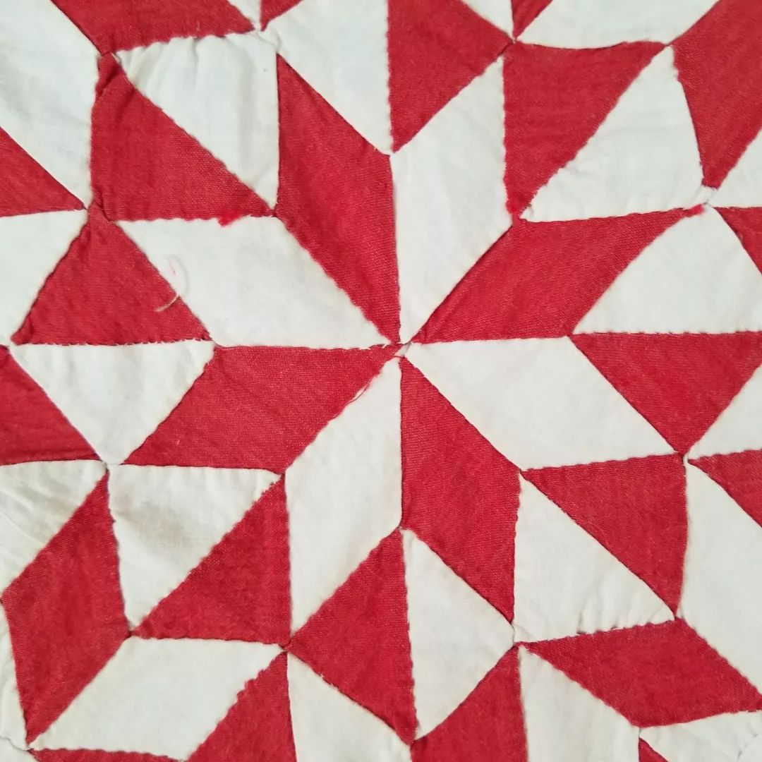 Red and White Kaleidoscope Quilt Top