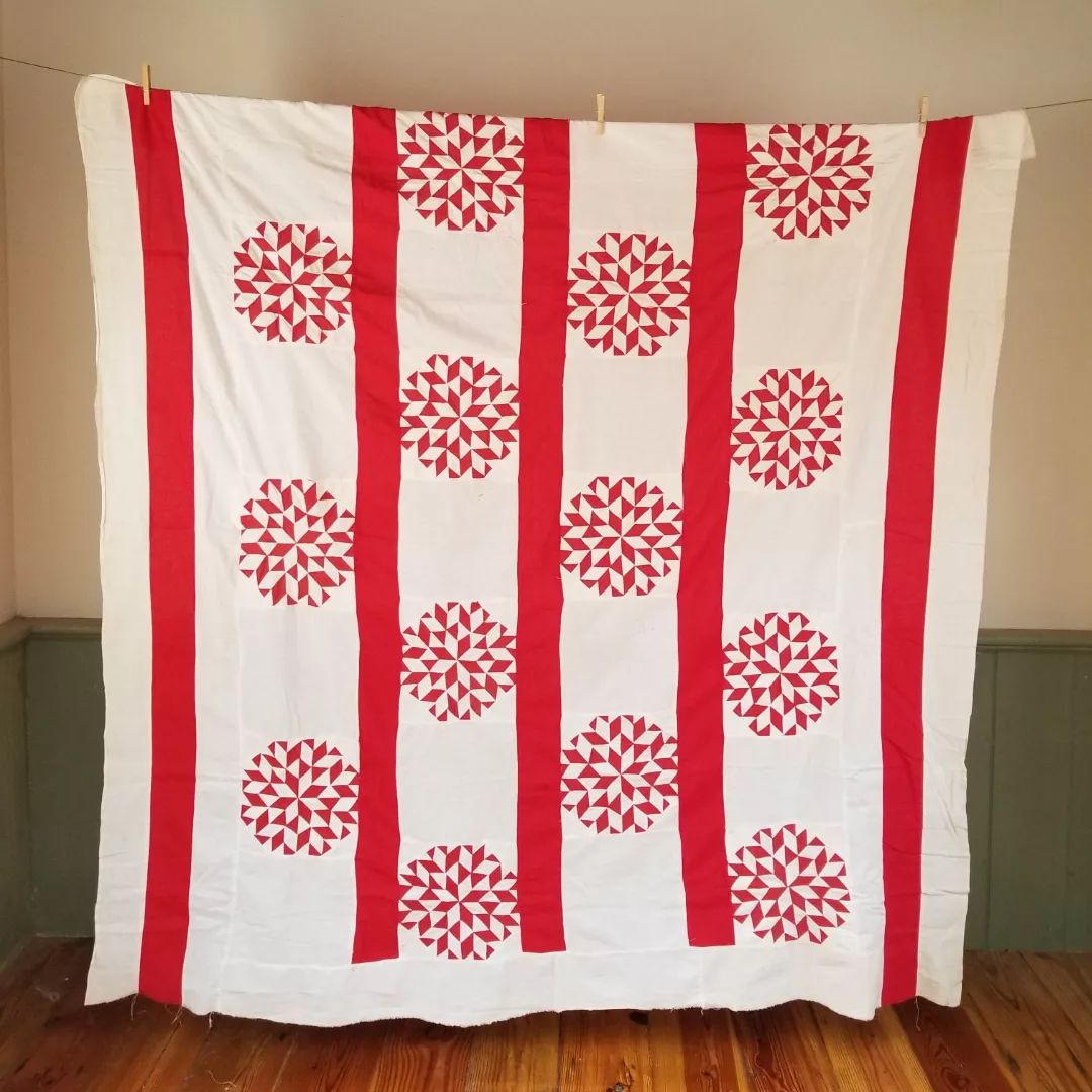 Red and White Kaleidoscope Quilt Top