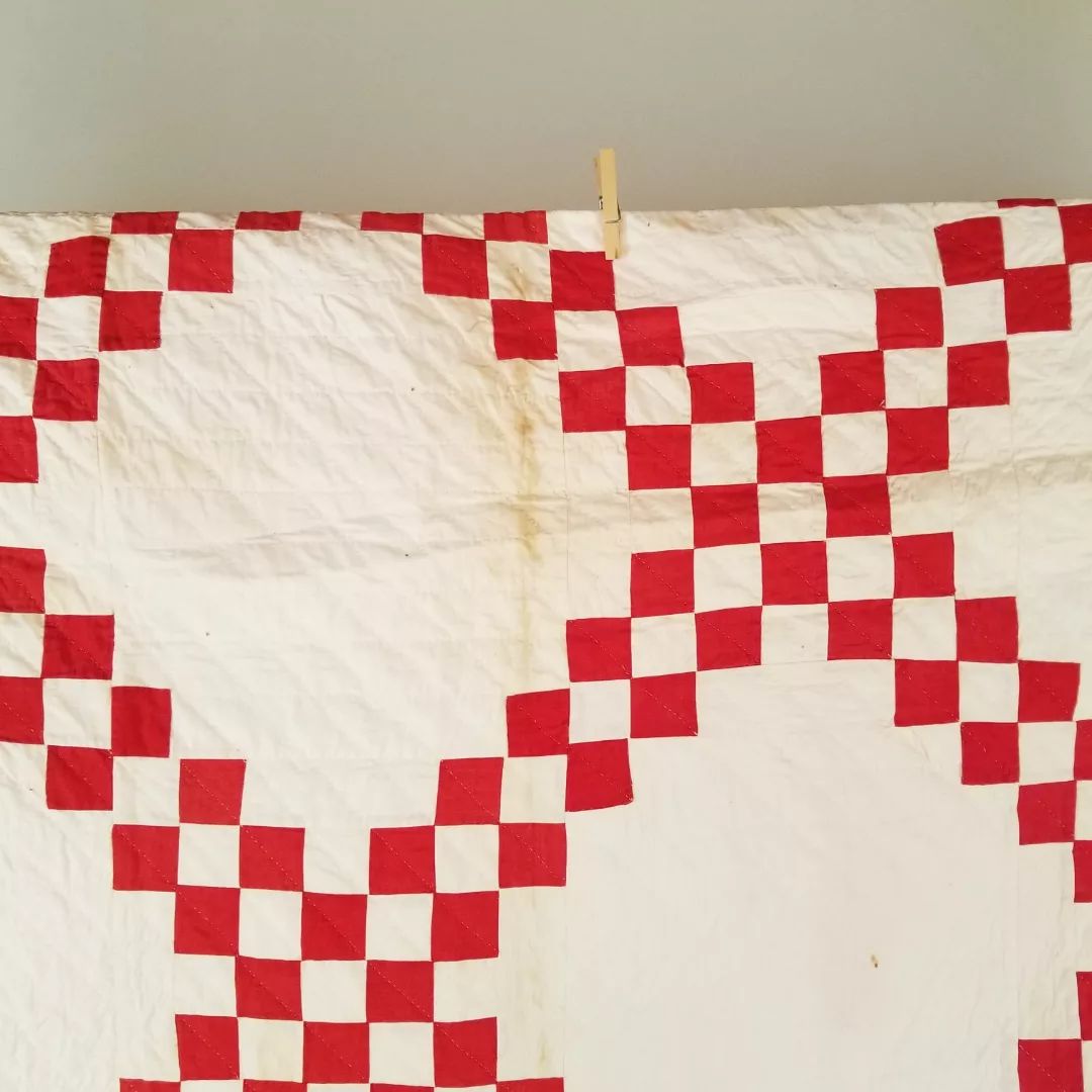 Red and White Irish Chain Quilt