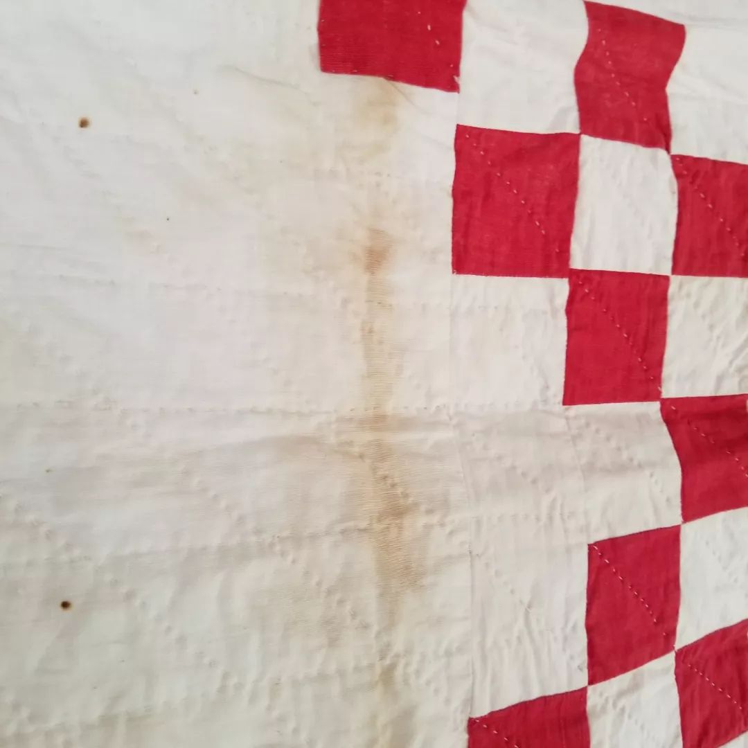 Red and White Irish Chain Quilt