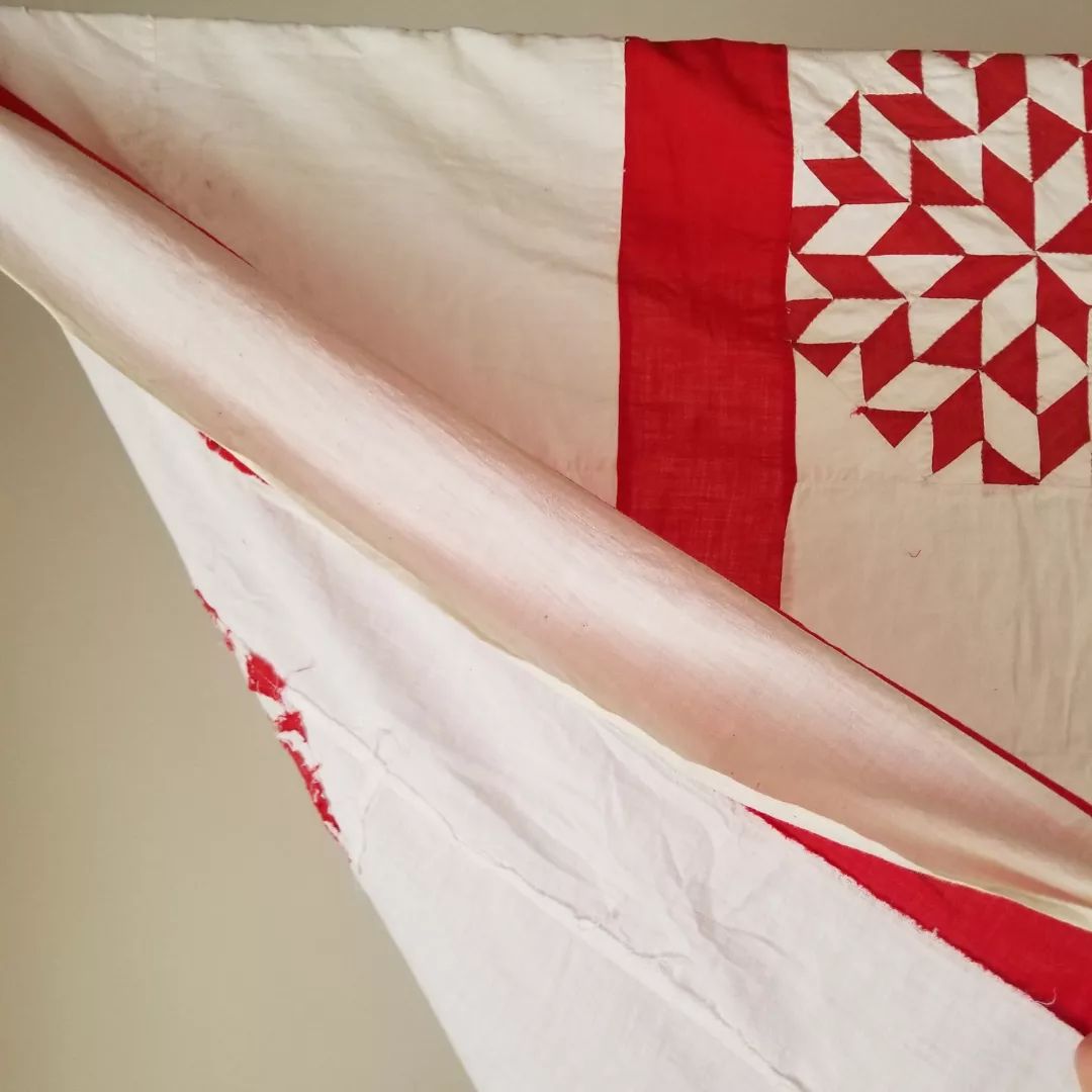 Red and White Kaleidoscope Quilt Top