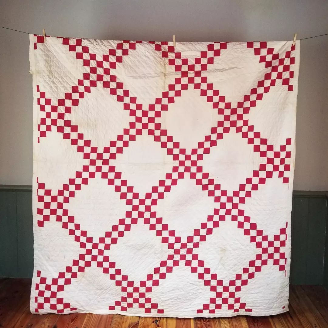 Red and White Irish Chain Quilt