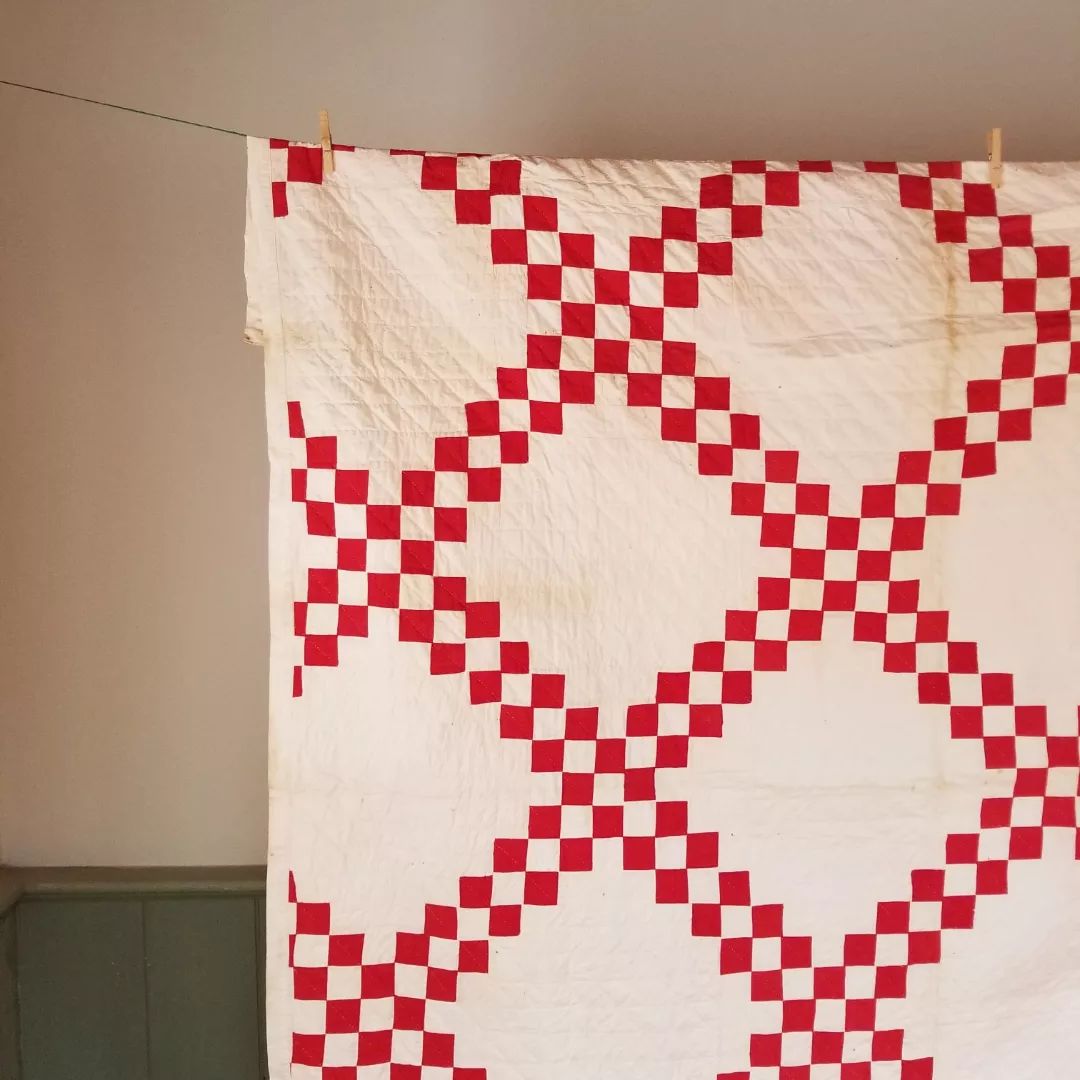 Red and White Irish Chain Quilt