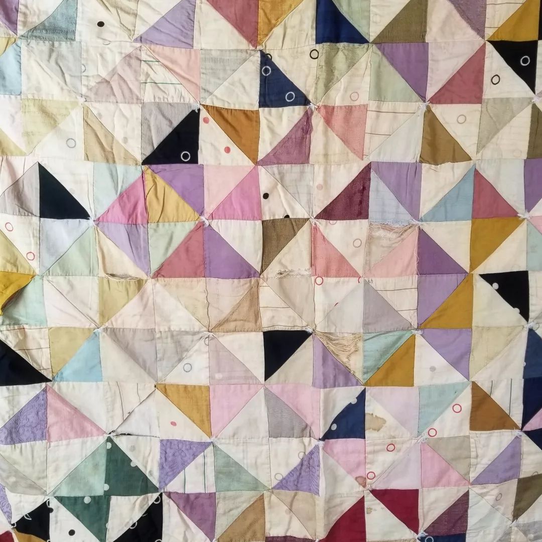 Muted Triangle Hand Tied Quilt