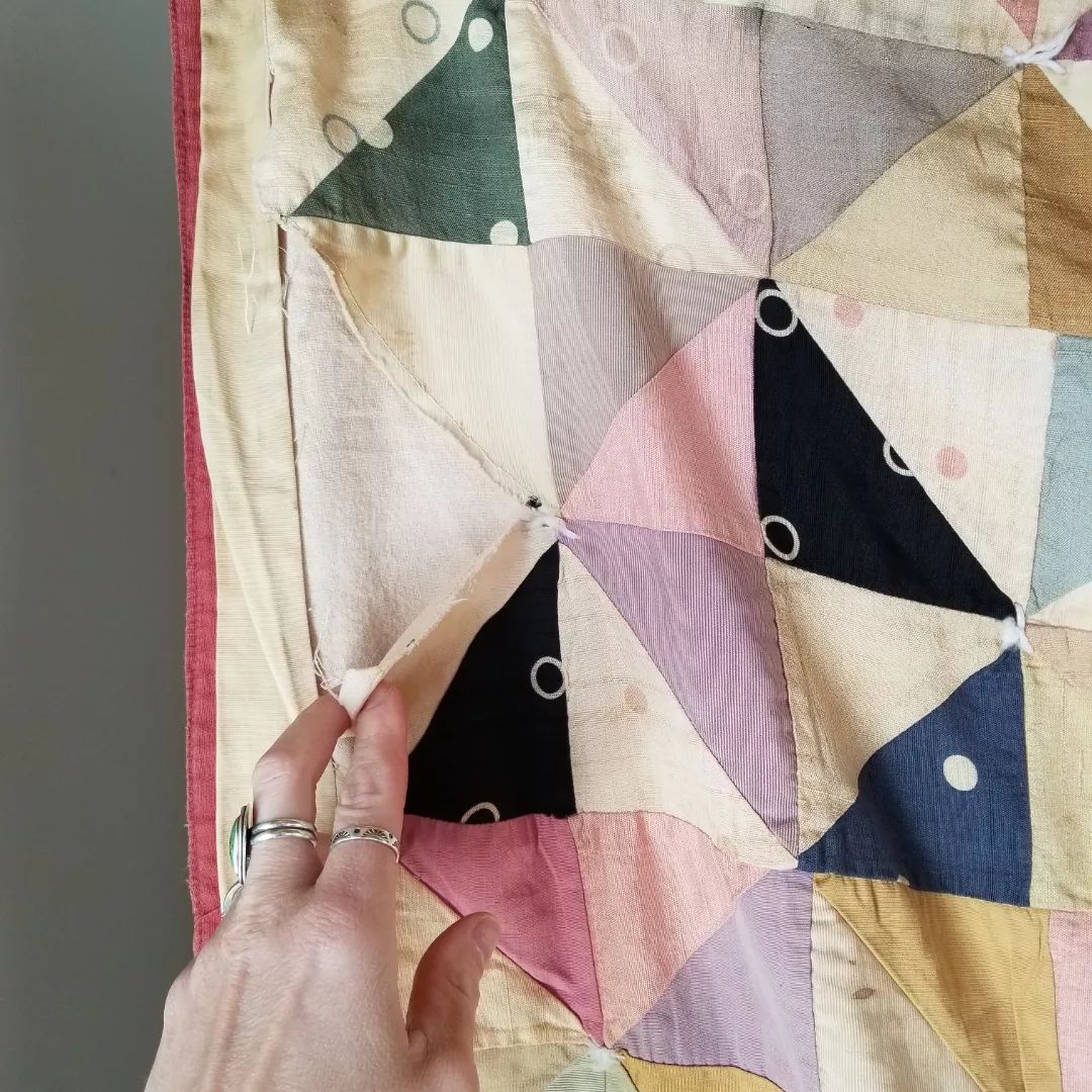 Muted Triangle Hand Tied Quilt