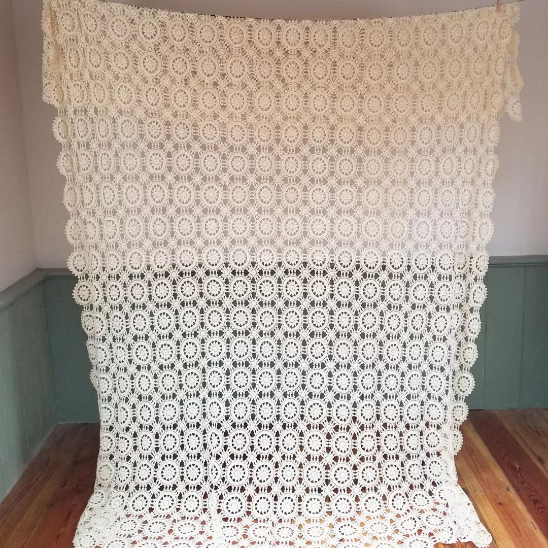 Handmade, Cream, Crochet Throw